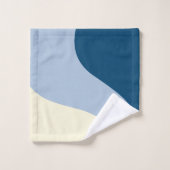 Einfache Waves - dunkelblau, hellblau und creme Badhandtuch Set (Waschlappen)