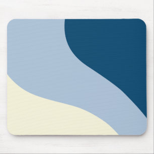 Einfache Waves - dunkelblau, hellblau und creme Mousepad