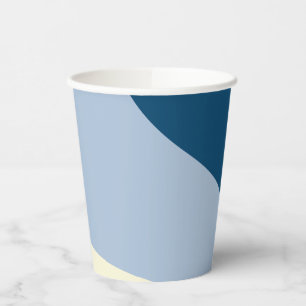 Einfache Waves - dunkelblau, hellblau und creme Pappbecher