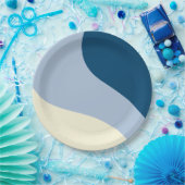 Einfache Waves - dunkelblau, hellblau und creme Pappteller (Party)