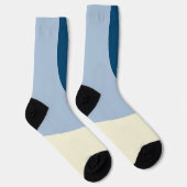 Einfache Waves - dunkelblau, hellblau und creme Socken (Rechts)