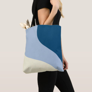 Einfache Waves - dunkelblau, hellblau und creme Tasche