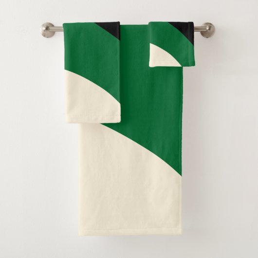 Einfache Waves - Grün, Creme und Schwarz Badhandtuch Set (Insitu)