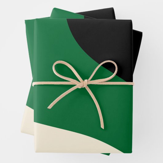 Einfache Waves - Grün, Creme und Schwarz Geschenkpapier Set (Beispiel)