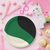 Einfache Waves - Grün, Creme und Schwarz Pappteller (Party)