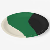 Einfache Waves - Grün, Creme und Schwarz Pappteller (Schrägansicht)