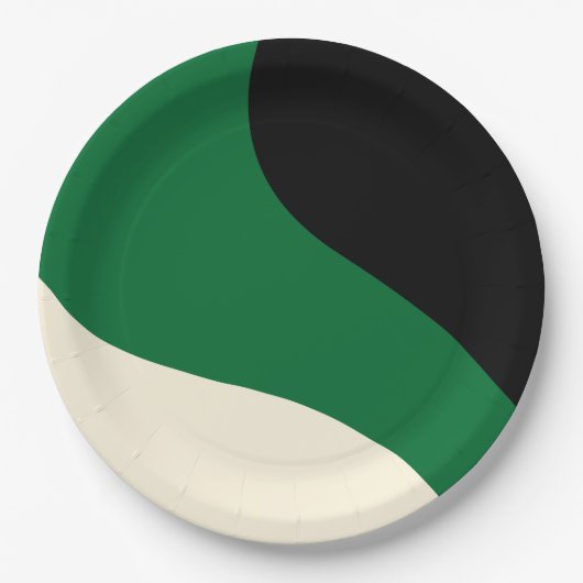 Einfache Waves - Grün, Creme und Schwarz Pappteller (Vorderseite)