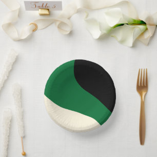 Einfache Waves - Grün, Creme und Schwarz Pappteller
