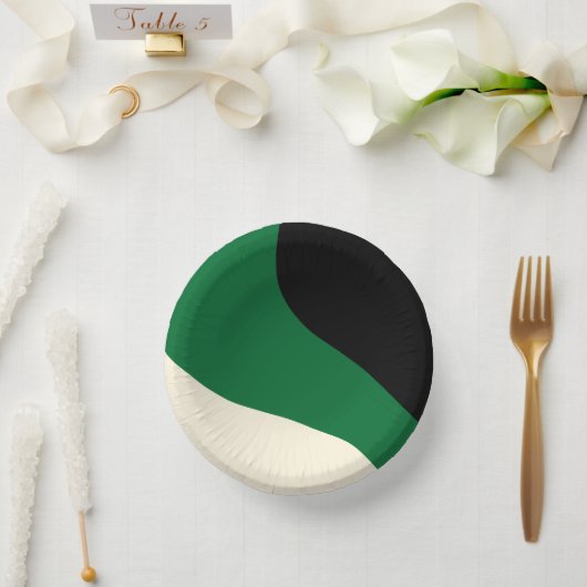 Einfache Waves - Grün, Creme und Schwarz Pappteller (Hochzeit)