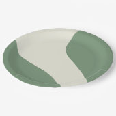 Einfache Waves in Grün Pappteller (Schrägansicht)