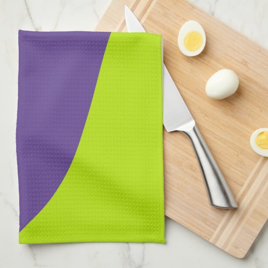 Einfache Waves in Kalkgrün und Lila Geschirrtuch (Viertel Falte)