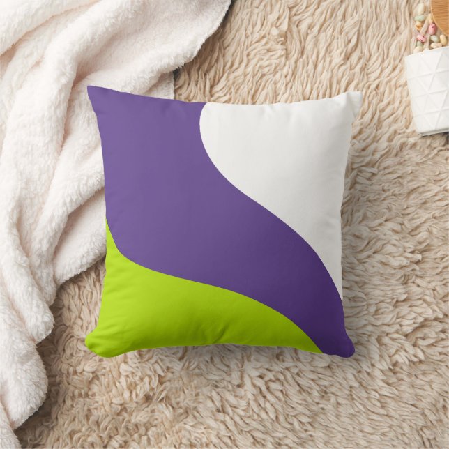 Einfache Waves in Kalkgrün und Lila Kissen (Decke)