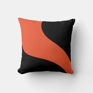 Einfache Waves in Schwarz und Orange Kissen
