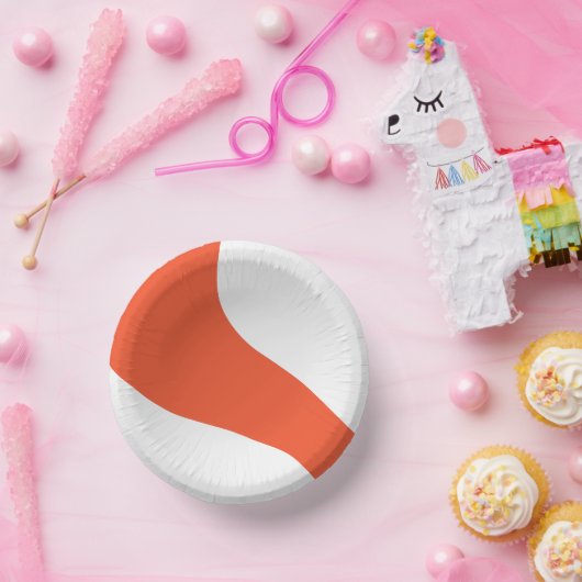 Einfache Waves - orange und weiß Pappteller (Party)