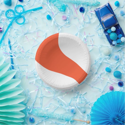 Einfache Waves - orange und weiß Pappteller (Party)