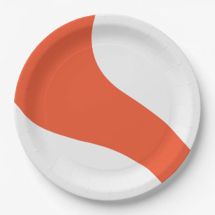 Einfache Waves - orange und weiß Pappteller