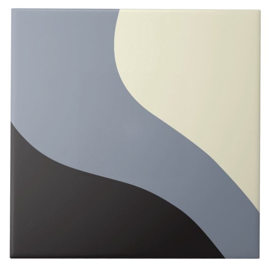Einfache Waves - Schwarz, Grau und Creme Fliese (Vorderseite)