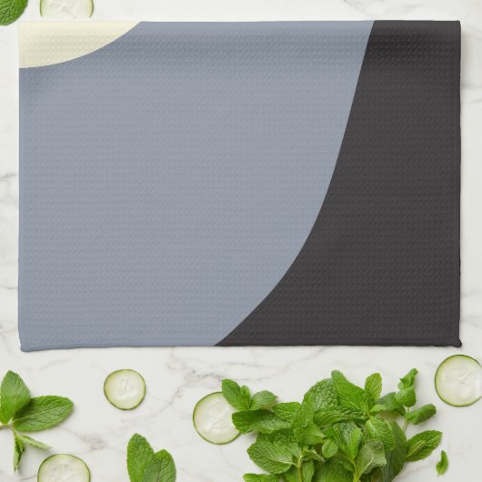 Einfache Waves - Schwarz, Grau und Creme Geschirrtuch (Gefaltet)