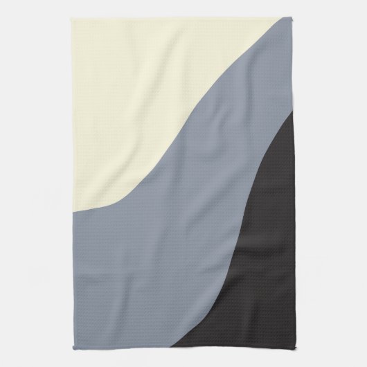 Einfache Waves - Schwarz, Grau und Creme Geschirrtuch (Vertikal)