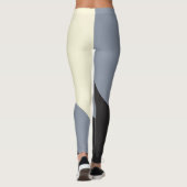Einfache Waves - Schwarz, Grau und Creme Leggings (Rückseite)