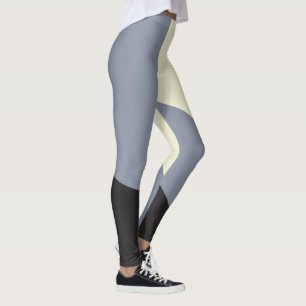 Einfache Waves - Schwarz, Grau und Creme Leggings
