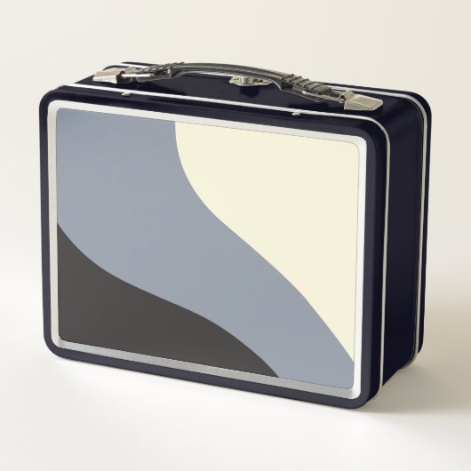 Einfache Waves - Schwarz, Grau und Creme Metall Brotdose (Rückseite)