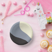 Einfache Waves - Schwarz, Grau und Creme Pappteller (Party)