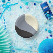Einfache Waves - Schwarz, Grau und Creme Pappteller (Party)
