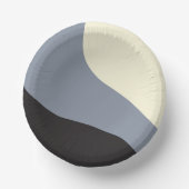 Einfache Waves - Schwarz, Grau und Creme Pappteller (Vorderseite)