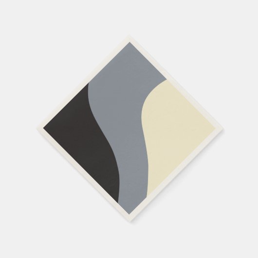 Einfache Waves - Schwarz, Grau und Creme Serviette (Ecke)