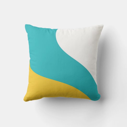 Einfache Waves - Türkis und Gelb Kissen (Rückseite)