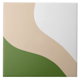 Einfache Waves - Weiß, Sand und Palmgrün Fliese