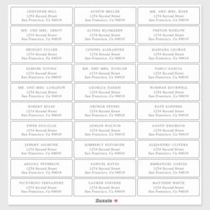 Einfache Wedding Guest Address Labels
