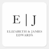 Einfache Wedding Monogram Couple Initials Quadratischer Aufkleber (Vorderseite)