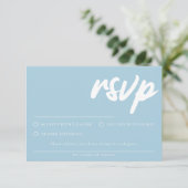 Einfache weiche blaue RSVP-Karte mit Wahlmöglichke Einladung (Stehend Vorderseite)