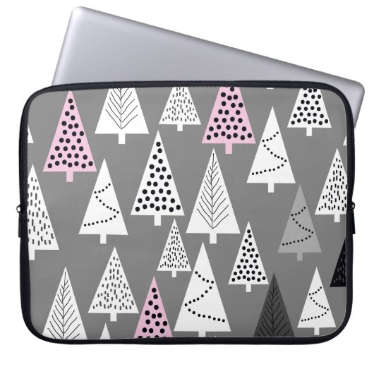 Einfache Weihnachten: Abstraktes Baummuster Laptopschutzhülle (Vorderseite)