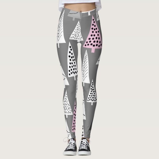 Einfache Weihnachten: Abstraktes Baummuster Leggings (Vorderseite)