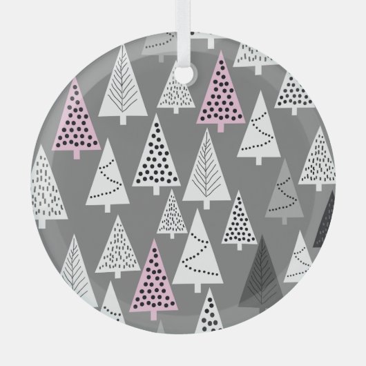 Einfache Weihnachten: Abstraktes Baummuster Ornament Aus Glas (Vorderseite)