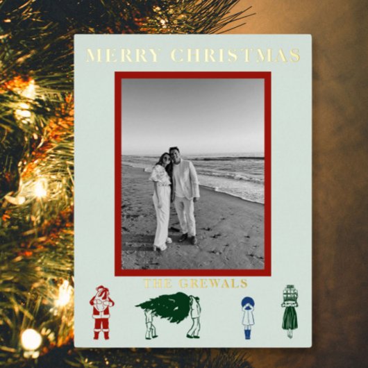 Einfache Weihnachten Folien Feiertagspostkarte