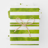 Einfache Weihnachten Grüne Streifen Wasserfarbe Mo Geschenkpapier Set (Beispiel)
