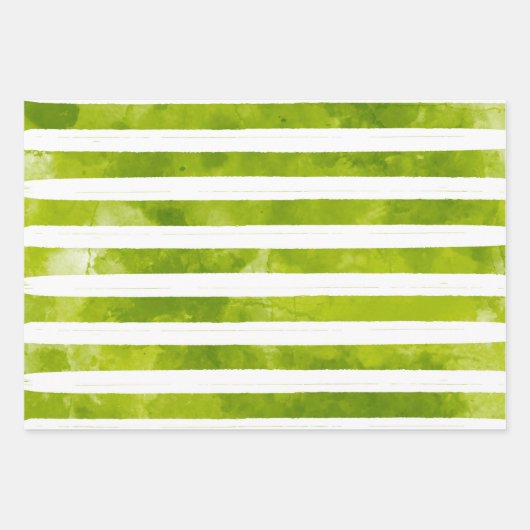 Einfache Weihnachten Grüne Streifen Wasserfarbe Mo Geschenkpapier Set (Vorderseite)