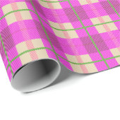 Einfache Weihnachten Kariert rosa Lila geprüft Geschenkpapier (Rolleneckpunkt)