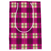 Einfache Weihnachten Kariert rosa Lila geprüft Mittlere Geschenktüte (Vorderseite)