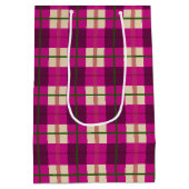Einfache Weihnachten Kariert rosa Lila geprüft Mittlere Geschenktüte (Rückseite)