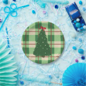 Einfache Weihnachten Kariert Rot und Grün Tannenba Pappteller (Party)