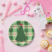 Einfache Weihnachten Kariert Rot und Grün Tannenba Pappteller (Party)