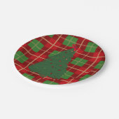 Einfache Weihnachten Kariert Rot und Grün Tannenba Pappteller (Schrägansicht)