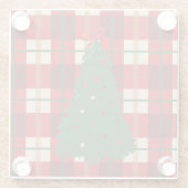 Einfache Weihnachten Karierter Rot- und Grüne Kief Glasuntersetzer (Rückseite)