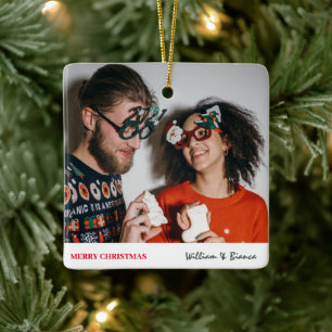 Einfache Weihnachten   Modernes Foto Keramikornament