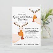 Einfache Weihnachten Niedliche Entenköpfe Antler Einladung (Stehend Vorderseite)